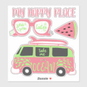 Roze Lime Groen Strand Zomer Dagen Sticker (Vel)
