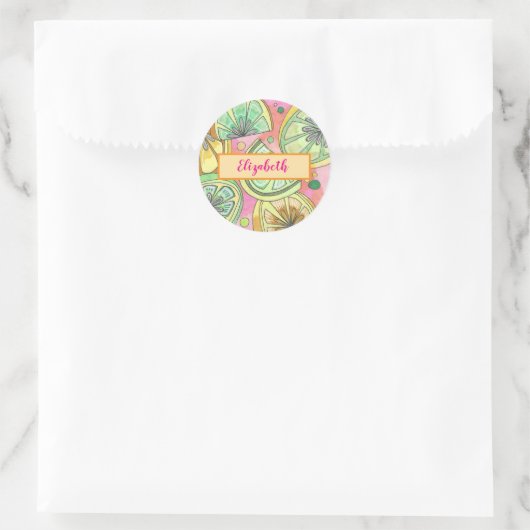 Roze Limey Personalized Sticker Label (Tas)