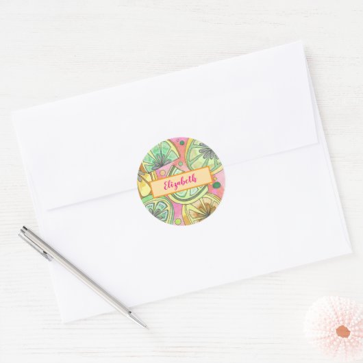 Roze Limey Persoonlijke Sticker Label (Envelop)