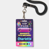 Roze Limo VIP Pas Geboortelint Badge (Voorzijde met lanyard)