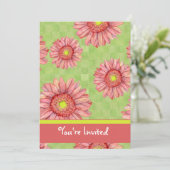 Roze & Limoen Gerbera Daisies Daisy Bloemen Bloeme Kaart (Staand voorkant)