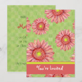 Roze & Limoen Gerbera Daisies Daisy Bloemen Bloeme Kaart (Voorkant / Achterkant)
