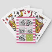 Roze Limoen gestreept fotocollage op aangepast mon Pokerkaarten (Achterkant)