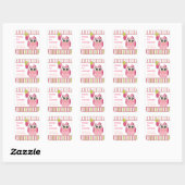 Roze & Limoen Girly Uil Verjaardagsfeestje Favor S Vierkante Sticker (Vel)