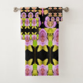 Roze limoen groen en zwart bad handdoek (Insitu)