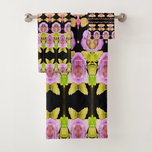 Roze limoen groen en zwart bad handdoek (Insitu)