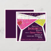 Roze & Limoen Martini Bachelorette Party Invitatio Kaart (Voorkant / Achterkant)