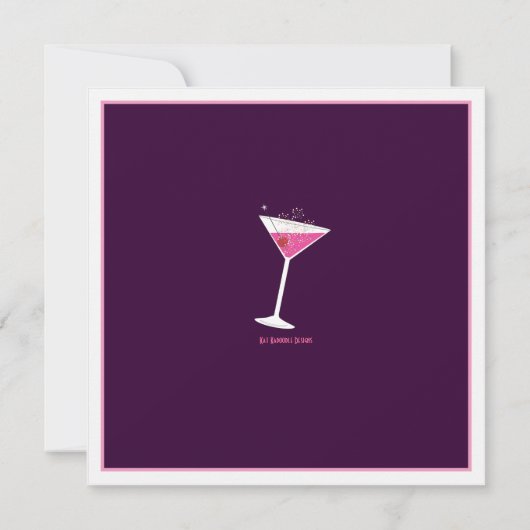 Roze & Limoen Martini Bachelorette Party Invitatio Kaart (Achterkant)