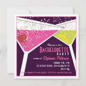Roze & Limoen Martini Bachelorette Party Invitatio Kaart (Voorkant)