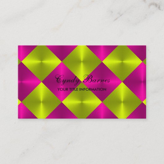 Roze Limoen Metallic look Diamond Tegels Visitekaartje (Voorkant)