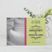 Roze & limoengroene Save the Date-aankondigingen Kaart (Staand voorkant)