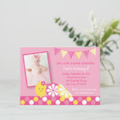 Roze limonade 1e verjaardag kaart (Staand voorkant)