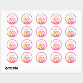 Roze limonade 1e verjaardag ronde sticker (Vel)