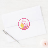 Roze limonade 1e verjaardag ronde sticker (Envelop)