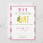 Roze limonade 1e verjaardag Uitnodiging (Voorkant)