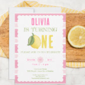 Roze limonade 1e verjaardag Uitnodiging