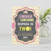 Roze limonade 2e verjaardag van de uitnodiging tot (Staand voorkant)