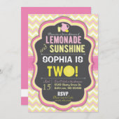 Roze limonade 2e verjaardag van de uitnodiging tot (Voorkant / Achterkant)