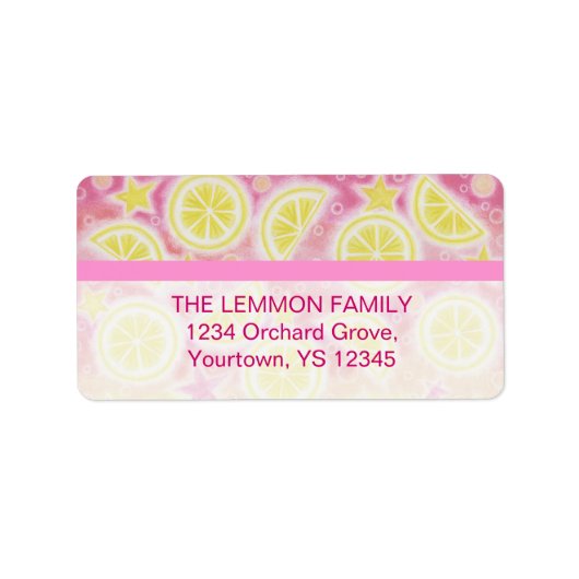 Roze limonade-adreslabel onderste tekst etiket (Voorkant)