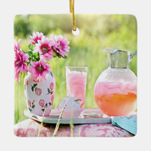 Roze limonade afbeelding keramisch ornament