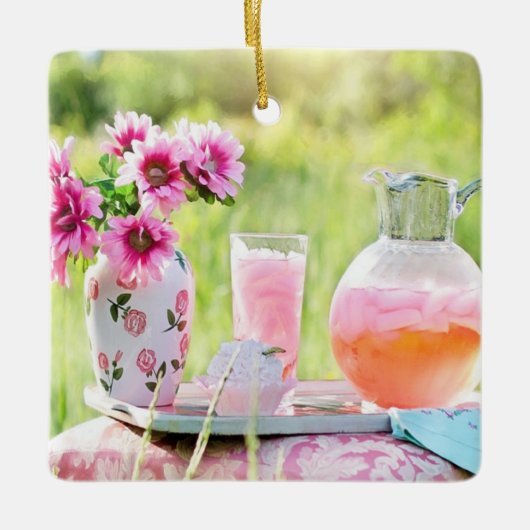 Roze limonade afbeelding keramisch ornament (Voorkant)