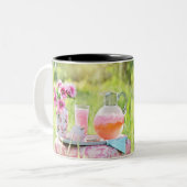 Roze limonade afbeelding tweekleurige koffiemok (Voorkant links)