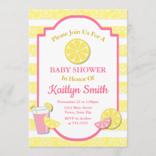 Roze limonade Baby shower Invitation Lemon Kaart
