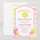 Roze limonade Baby shower Uitnodiging Lemon Girl (Voorkant / Achterkant)