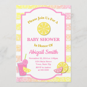 Roze limonade Baby shower Uitnodiging Lemon Girl