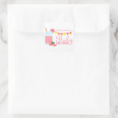 Roze limonade Baby shower Vierkante Sticker (Tas)