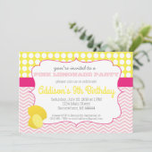 Roze limonade Birthday Invitation, limonaid Kaart (Staand voorkant)