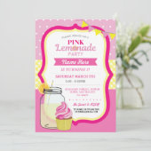 Roze limonade Birthday Party Cupcake Jar Invite Kaart (Staand voorkant)