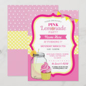Roze limonade Birthday Party Cupcake Jar Invite Kaart (Voorkant / Achterkant)