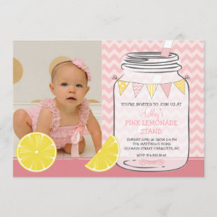 Roze limonade Birthday Party Invitation Kaart