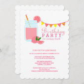 Roze limonade Birthday Party Invitation Kaart (Voorkant / Achterkant)