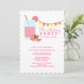 Roze limonade Birthday Party Invitation Kaart (Staand voorkant)