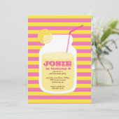 Roze limonade Birthday Party Invitation Kaart (Staand voorkant)