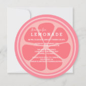Roze limonade Birthday Party Invitation Kaart (Achterkant)