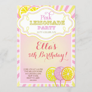 Roze limonade Birthday Party Kaart