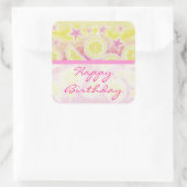 Roze limonade "Birthday" sticker met vierkante str (Tas)
