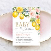 Roze limonade bloemige babyshower uitnodiging
