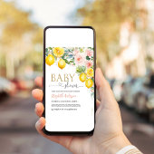 Roze limonade bloemige babyshower uitnodiging