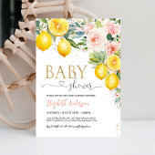 Roze limonade bloemige babyshower uitnodiging