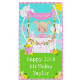 Roze limonade blond haar meisje gelukkig verjaarda klein cadeauzakje (Achterkant)