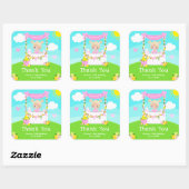 Roze limonade blond haar meisje verjaardag dank u vierkante sticker (Vel)