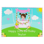 Roze limonade bruin haar meisje gelukkig verjaarda groot cadeauzakje (Achterkant)