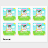 Roze limonade bruin haar meisje verjaardag dank u vierkante sticker (Vel)