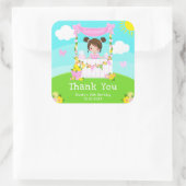 Roze limonade bruin haar meisje verjaardag dank u vierkante sticker (Tas)