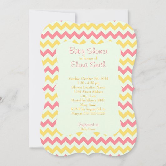 Roze limonade Chevron Baby shower Kaart (Voorkant)
