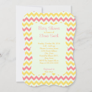 Roze limonade Chevron Baby shower Kaart